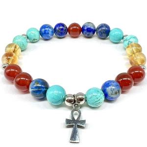 Minerální náramek lapis lazuli, karneol, citrín, tyrkys - NIL